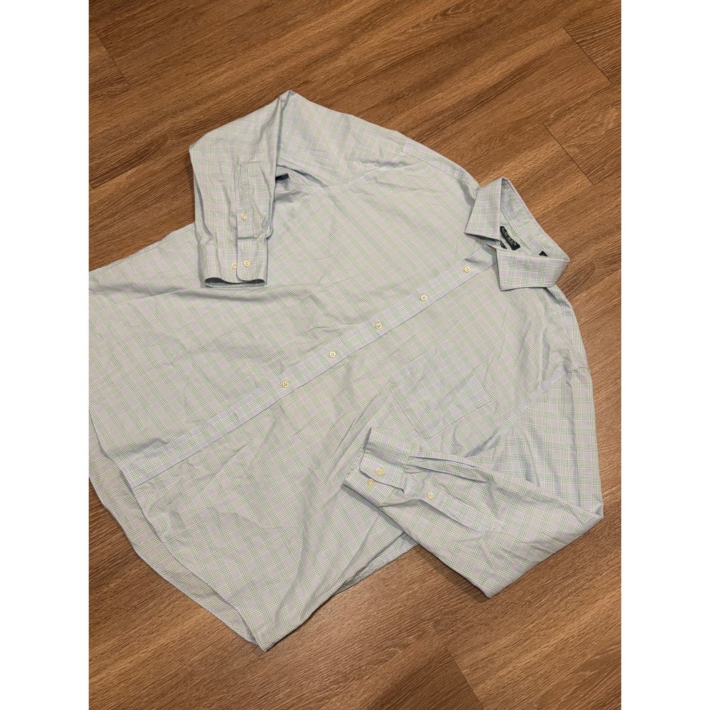 Lauren Ralph Lauren Mens 2XL Regular Fit Stretch Plaid Button Down Shirt Blue